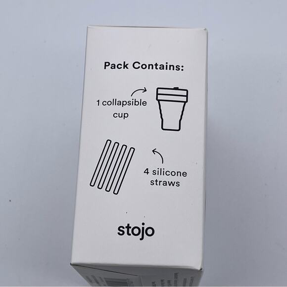 Stojo Collapsible Cup w/ 4 Reusable Silicone Straws - New in Box - Picture 6 of 10